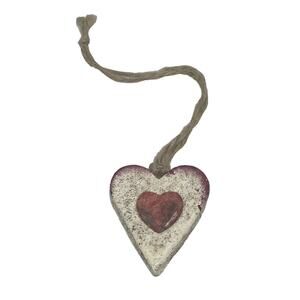 Handcrafted Retro Heart Christmas Salt Dough Ornament Red Heart Design Ukraine